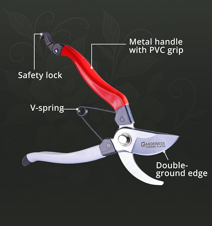 Gardeness Japanese Pruning Shears, Professional Bypass Heavy Duty Garden Pruner Secateurs – Lightweight Easy Grip Hand Pruners Branch Clippers for Gardening, Trimming, Harvesting. Made in Taiwan