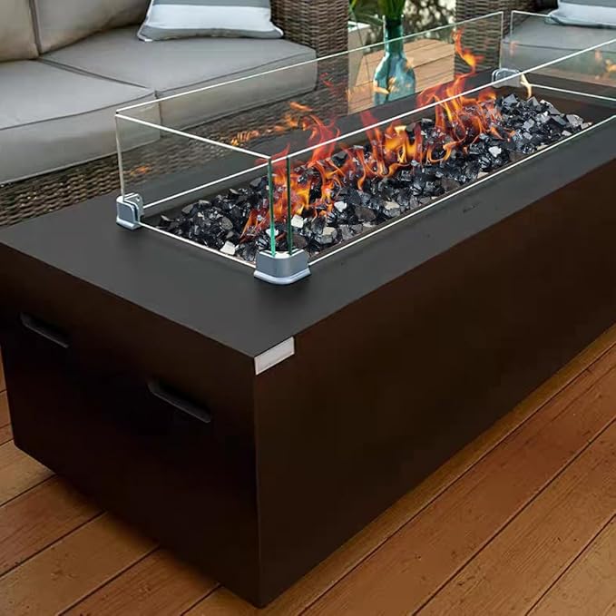 Fire Glass for Propane Fire Pit, 1/2 Inch High Reflective Fireplace Glass Rocks for Fire Pit Table, 10 lbs Fire Pit Glass Rocks for Outdoor Fire Table and Landscaping, Black Reflective