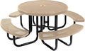 COATEDOUTDOORFURNITURE Coated Outdoor Furniture Heavy-Duty Portable Outdoor Picnic Table with Umbrella Hole, Punched Steel Commercial-Grade Patio Dining Furniture Made in America (46" Round Top, Tan)
