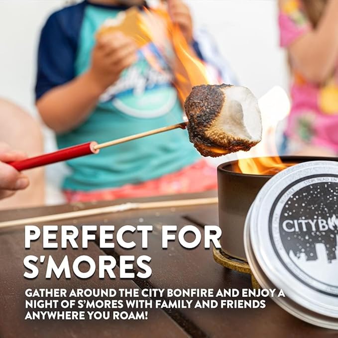 City Bonfires Portable Fire Pit - Mini Fire Pit, Table Top Firepit, No Wood, No Embers, 3-5 Hours of Burn Time - Food Safe for Smores - Lightweight, Emergency Heat, Camping Stove (24-Pack)