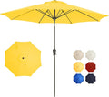9FT Large Outdoor Patio Umbrella Market Table Umbrella-UV Resistant, Easy Push Button Tilt and Crank, 8 Sturdy Ribs Heavy-Duty Pool Umbrella for Deck,Yellow