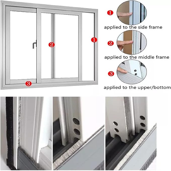 Weather Stripping Door Window Seal Strip 33 Ft, Selfadhesive Strong Adhesion, soundproofing, Draft Blocker, Dustproof, Suitable for Doors and Windows Cabinet Doors, 0.35 Wide X 0.6 Inch Thick, Gray