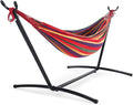 NEWBULIG Double Hammock with Stand, Heavy Duty Portable Hammocks for Outdoor Indoor Patio Camping, Space Saving Design & Carry Bag, Easy Assembly, 450lb Weight Capacity
