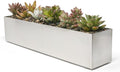 Buhbo Modern Trough Rectangle Planter 16 inch, Brushed Stainless Steel