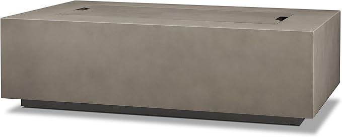 Real Flame Aegean 50in Rectangle Propane or Natural Gas Fire Pit Table, 50,000 BTU, Powder-Coated Steel, Push-Button Ignition, CSA Certified, Lava Rock, Storage Cover, Stainless Steel Burner with Lid