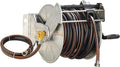 Giraffe Tools Stainless Steel Garden Hose Reel with 5/8" x 100 ft Heavy Duty Hose, Wall/Floor Mounted Metal Water Hose Reel with Crank Handle