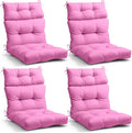 EAGLE PEAK Tufted Outdoor/Indoor High Back Patio Chair Cushions, Set of 4, 46'' x 22'', Pink