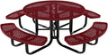 COATEDOUTDOORFURNITURE Heavy-Duty Portable Outdoor Kids Table with Umbrella Hole, Punched Steel Kids Picnic Table, Commercial-Grade, Made in America (46 in, Round, Childrens, Burgundy)