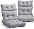 EAGLE PEAK Tufted Outdoor/Indoor High Back Patio Chair Cushions, Set of 2, 46'' x 22'', Light Gray