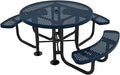 COATEDOUTDOORFURNITURE Heavy-Duty Portable Outdoor Picnic Table with Umbrella Hole, Punched Steel Patio Dining Furniture Made in America (46" Round Top, Dark Blue)