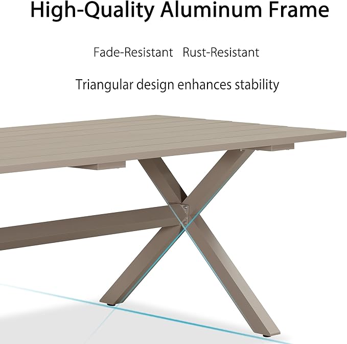 PURPLE LEAF 7 Pieces Outdoor Dining Set with Patio Aluminium Dining Table and Wicker Rattan Chairs Modern Furniture Cushions Sets for Backyard Indoor Decor Kitchen Champagne