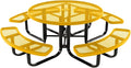 COATEDOUTDOORFURNITURE Heavy-Duty Portable Outdoor Kids Table with Umbrella Hole, Expanded Metal Kids Picnic Table, Commercial-Grade, Made in America (46 in, Round, Childrens, Yellow)