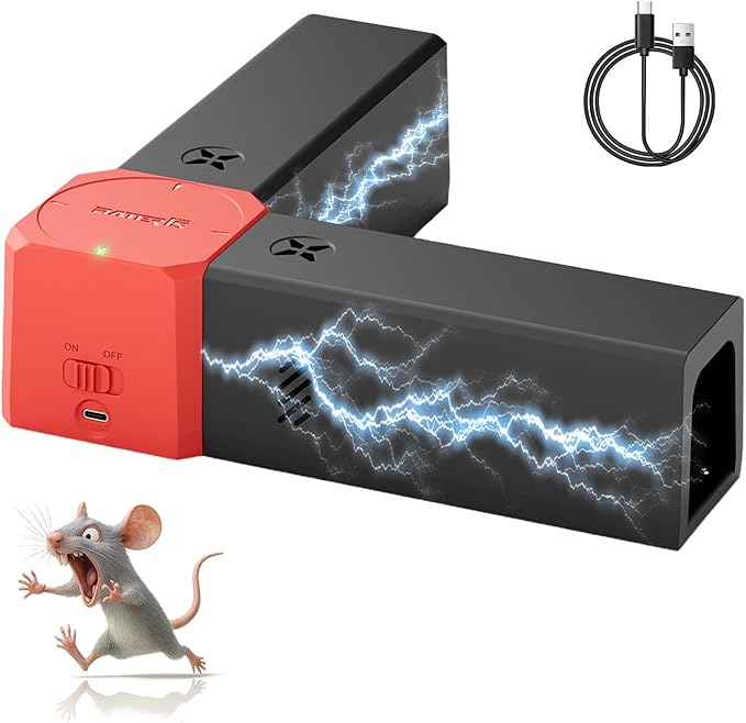 Electric Mice Trap Mouse Zapper, Rat Traps Indoor for Homes with Dual-Channel, Mice Zapper with High Voltage Instant, Effective & Reusable Humane Rodent Zapper, Rodent Trap for Outdoor & Indoor