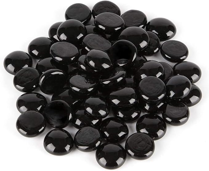 Mr. Fireglass 10 Pound Fire Glass Beads, 1/2" Reflective Round Fire Glass Drops for Fireplace Fire Pit & Lanscaping, High Luster Onyx Black