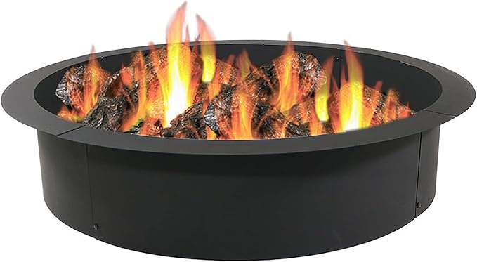 Sunnydaze Outdoor Fire Pit Ring - DIY Above or In-Ground Steel Fire Ring Insert - 42-Inch Outer/36-Inch Inner Diameter