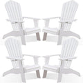 Psilvam Adirondack Chair, Oversized Poly Lumber Fire Pit Chair with Cup Holder, 350Lbs Support Patio Chairs for Garden, Weather Resistant Outdoors Seating, Relaxing Gift for Father & Mother (4,White)