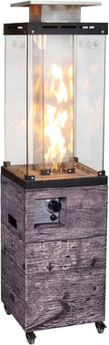 Outdoor Patio Propane Fire Heater with Weather Cover Glass 41000 BTU Fireplace Patented & CSA Certificated, Gray