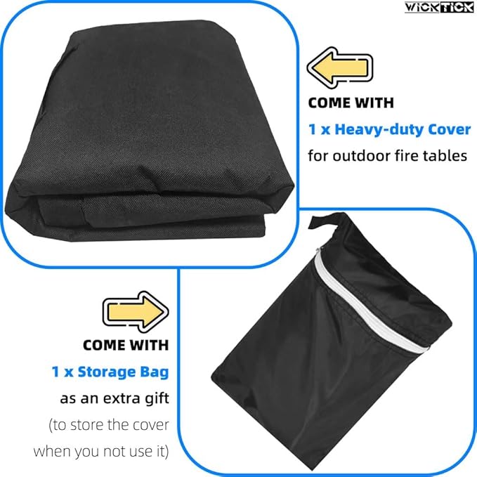 Square Gas Fire Pit Cover 28 x 28 x 25 Inch, Waterproof & 600D Heavy Duty Fire Table Cover, Compatible with Ciays, Xbeauty, Yaheetech, BALI OUTDOORS and more 28x28 Inch Patio Propane Firepits