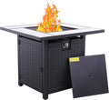 WAROOM Outdoor Propane Fire Pit for Outside, 30 Inch 50,000 BTU Steel Square Gas Firepit Table with Fire Glass and Furniture Cover, for Parties and Gatherings on Patio Garden Backyard Porch
