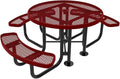COATEDOUTDOORFURNITURE Heavy-Duty Portable Outdoor Picnic Table with Umbrella Hole, Expanded Metal Patio Dining Furniture Made in America (46" Round Top, Textured Burgundy)