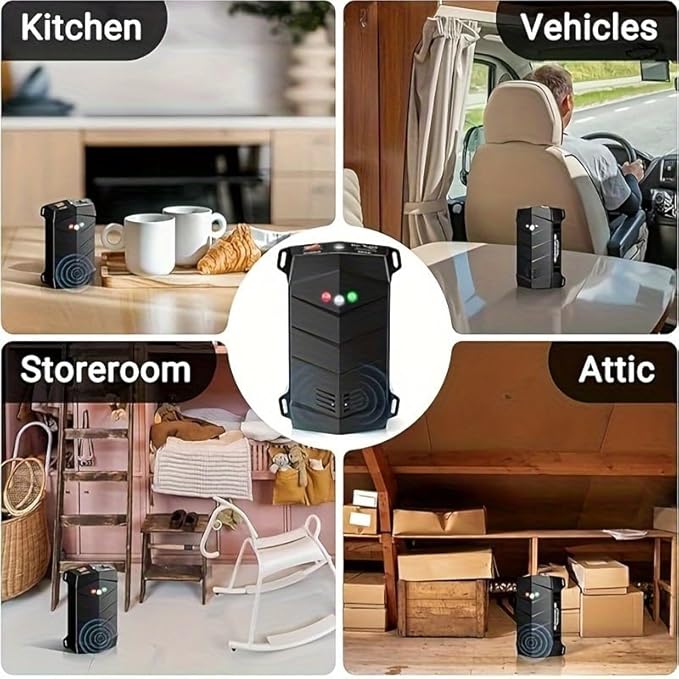 Rodent Repellent for Car Engines, 2 Pack Mice Deterrent for Cars Mouse Repellent Ultrasonic Outdoor, Variable Frequency Ultrasonic&LED Strobe Lights, Keep Mice Out of Car Engines, Rooms, Indoors