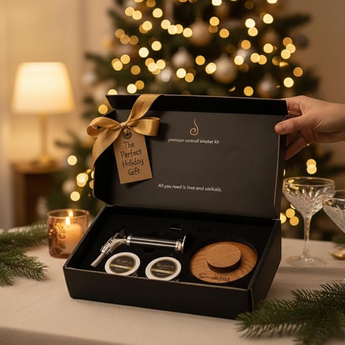Cocktail Premium Smoker Kit by Smoktail - Premium Bourbon Smoker Kit for Crafting Exquisite Smoky Cocktails for Men and Women - Experience Blend of Bourbon and Smoke (Without Butane)