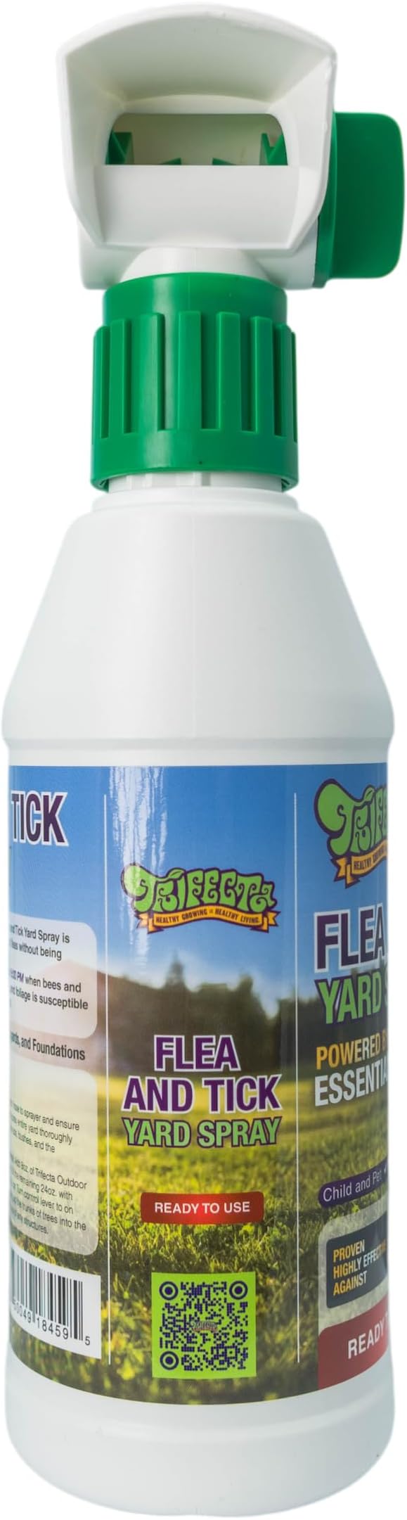 Trifecta Flea and Tick Ready to Use Outdoor Spray for Yards | All Natural Flea and Tick Prevention for Yards with Essential Oils | Pet and Family Safe | Hose-End Sprayer for up to 5,000 Sq Ft