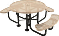 COATEDOUTDOORFURNITURE Heavy-Duty Portable Outdoor Picnic Table with Umbrella Hole, Punched Steel Patio Dining Furniture Made in America (46" Round Top, Tan)