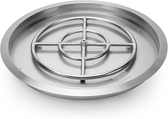 Stanbroil 19-Inch Round Fire Pit Burner Pan, Drop-in Gas Fire Pit Inserted for DIY Natural & Propane Gas Fire Table, Stainless Steel Firepit for Outside, BTU 92,000 Max