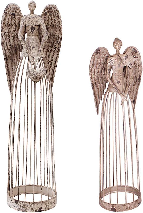K KILIPES Metal Angel Garden Statue, Antique Angel Sculpture Indoor Outdoor Decorations for Home, Yard, Patio, Porch Valentine's's Day Sympathy Memorial Gifts