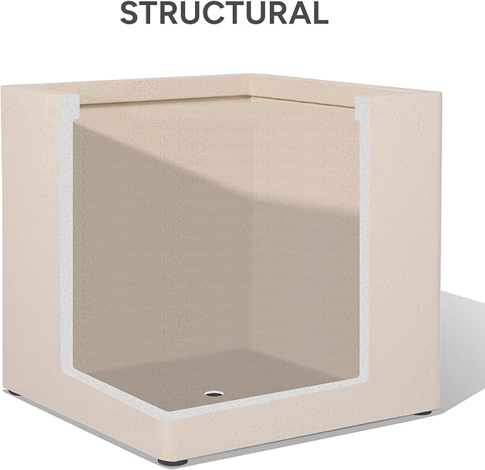 20 Inch Square Concrete Planter（20Lx20Wx20H，48 Pounds）,Durable All-Weather Use with Drainage Holes,Large Square Planter for Outdoor Indoor Plants