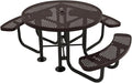 COATEDOUTDOORFURNITURE Heavy-Duty Portable Outdoor Picnic Table with Umbrella Hole, Punched Steel Patio Dining Furniture Made in America (46" Round Top, Brown)