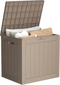 30 Gallon Deck Box Large Outdoor Storage for Patio Furniture,Outdoor Cushions,Garden Tools and Pool Supplies,Waterproof,Resin,Lockable(Grey)