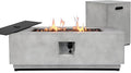 2 Pieces 42-Inch Outdoor Propane Fire Pit Table w/Tank Cover - 50,000 BTU, CSA-Certified Concrete Rectangle Firepits | Integrated Ignition, Steel Lid, Lava Rocks & Rain Cover Included
