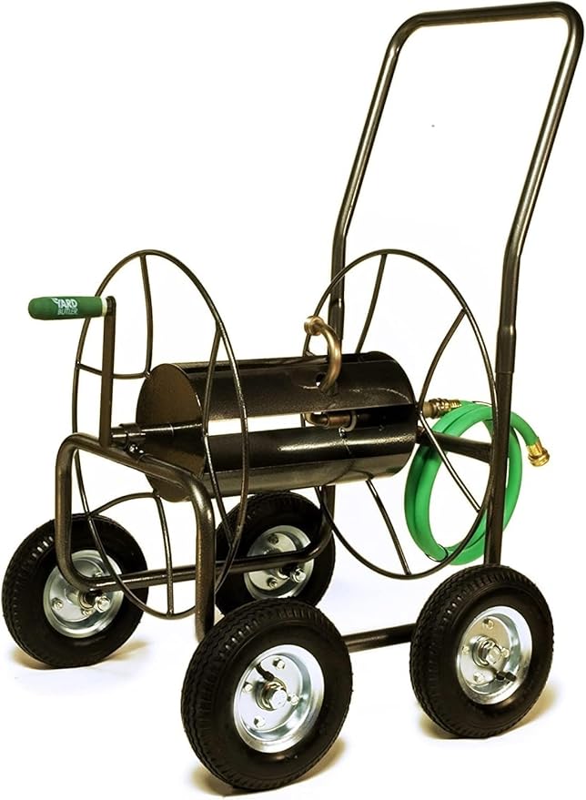 Yard Butler 4-Wheeled Hose Truck, 400' Metal Hose Caddy, Suitable for Gardens, Lawns and Fields