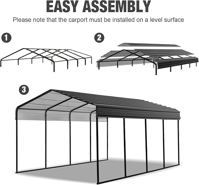 Big RED 12x20 Heavy Duty Metal Carport Canopy, Multi-Use Canopy Garage Shed, Portable Car Garage with Enhanced Metal Frame, Shelter for Car Car, Boats and Tractors