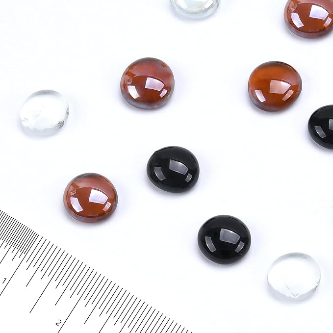 GasSaf Blended Fire Glass Beads for Outdoor Fire Pit, Fireplace, Replaces Existing Gas Logs & Lava Rocks, 3/4 Inch Glass(20 Pound)(Black, Amber, Crystal Clear Luster)