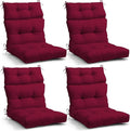 EAGLE PEAK Tufted Outdoor/Indoor High Back Patio Chair Cushions, Set of 4, 46'' x 22'', Red Purple