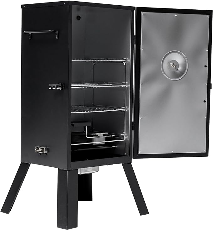 Masterbuilt® 30-inch Electric Vertical BBQ Smoker with Analog Temperature Control, Chrome Smoking Racks and 535 Cooking Square Inches in Black, Model MB20070210