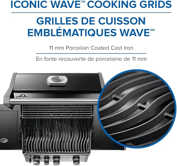 Napoleon Rogue 425 Propane Gas Grill with Range Side Burner, Black, 3 Stainless Steel Main Burners, Durable Grilling Power