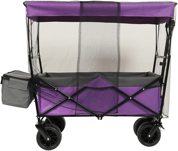 480Lbs Collapsible Kids Wagon with Canopy, Lightweight Foldable Hand Cart, Large Capacity for Camping, Shopping, Sports, and Garden Use