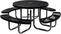COATEDOUTDOORFURNITURE Heavy-Duty Portable Outdoor Picnic Table with Umbrella Hole, Expanded Metal Commercial-Grade Patio Dining Furniture Made in America (46" Round Top, Black)