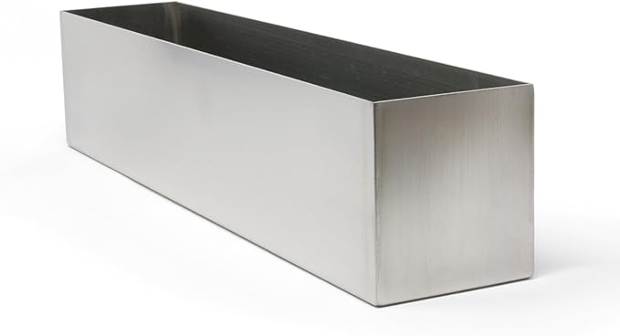 Buhbo Modern Trough Rectangle Planter 16 inch, Brushed Stainless Steel