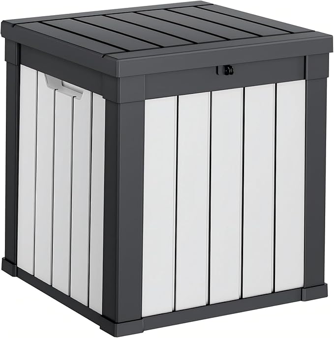 50 Gallon Lockable Deck Box, Waterproof Storage for Toys, Holiday Decor, Patio Cushions & More, All-Weather Heavy-Duty Organization Chest End Clutter