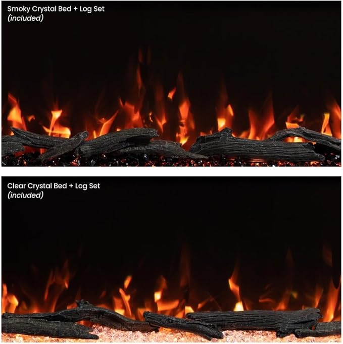 Modern Ember Highmark 72 Inch Smart Linear Electric Fireplace - Premium Flame with 10 Colors, Sleek Hidden Vent Design, Install Recessed in-Wall or Wall-Mount, WiFi Enabled.