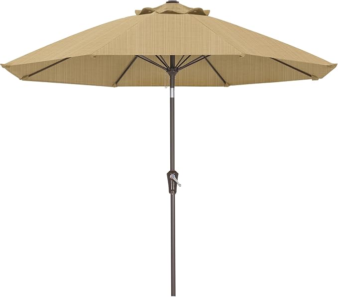 ABCCANOPY 10-Year No Fading 9FT Patio Umbrella, Acrylic Outdoor Table Umbrella with 8 Sturdy Ribs for Deck, Backyard, Garden, Yard (Khaki)