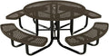 COATEDOUTDOORFURNITURE Heavy-Duty Portable Outdoor Kids Table with Umbrella Hole, Punched Steel Kids Picnic Table, Commercial-Grade, Made in America (46 in, Round, Childrens, Textured Brown)