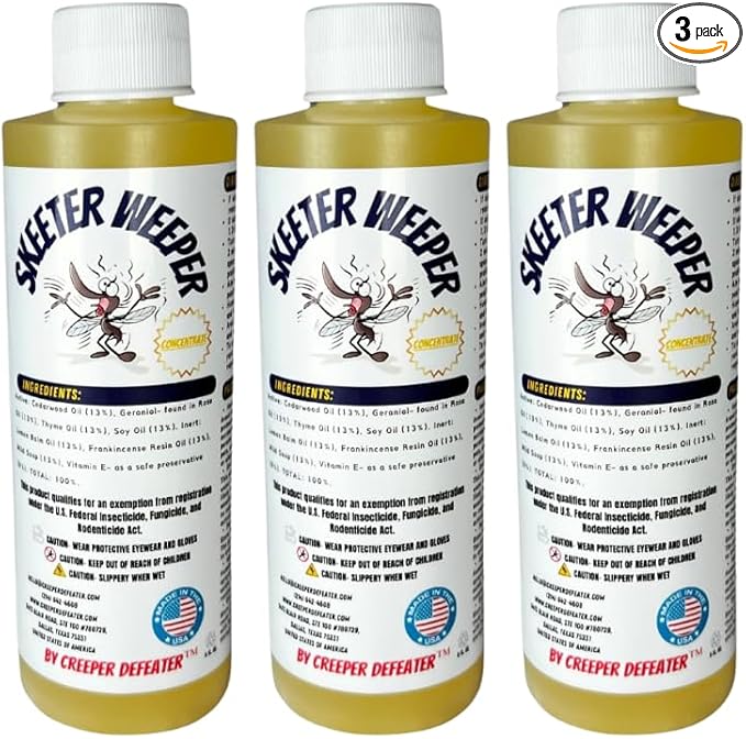 Skeeter Weeper® Premium Natural Mosquito/Pest Control Misting Solution (3 Pack of 6 oz Concentrates, Regular Strength, Cedar-Free)