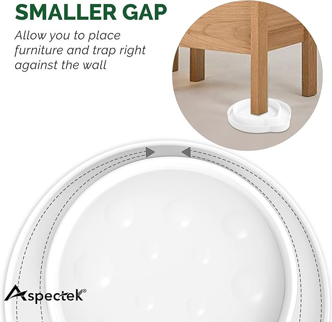 ASPECTEK Bed Bug Interceptors, Pack of 8 Pesticide-Free Traps and Insect Detectors, Effective Pest Control Solution with No Chemicals for Bed Bugs and Other Pests, White