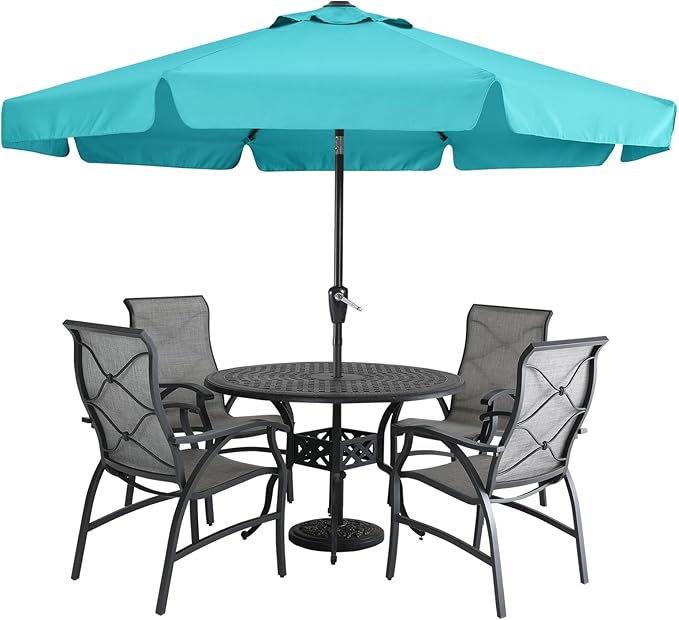 MASTERCANOPY Valance Patio Umbrella for Outdoor Table Market -8 Ribs (10ft, Turquoise)